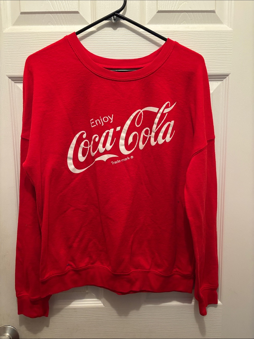 Coca Cola Red Scoopneck Sweatshirt with White Logo